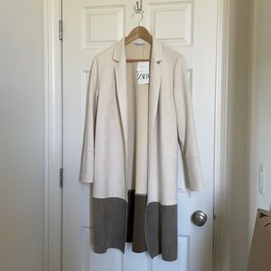 Faux suede coat zara